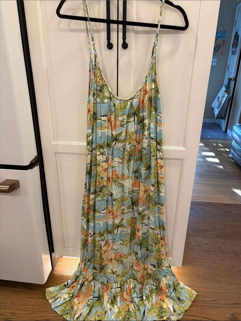 O'Neill Blue and Green Tropical Maxi Dress